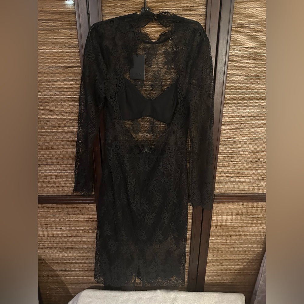 NWT NBD Carrie Black Lace Long Sleeve Dress - Picture 2 of 3